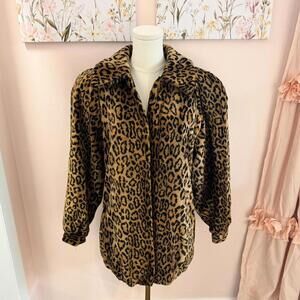 Vintage Dennis Basso Leopard Faux Fur Coat